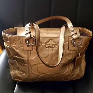 Gold leather Coach bag